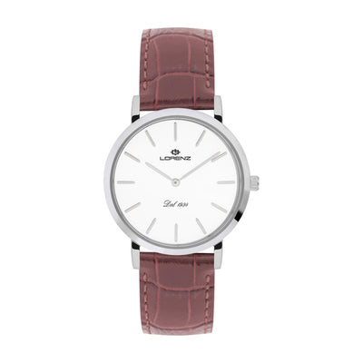 Orologio LORENZ donna Classic Slim  pelle marrone / bianco