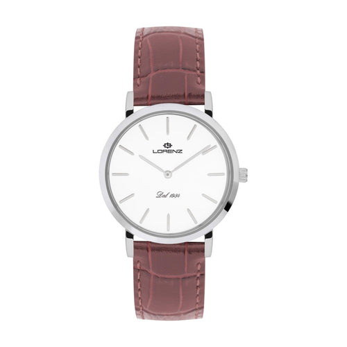 Orologio LORENZ donna Classic Slim  pelle marrone / bianco