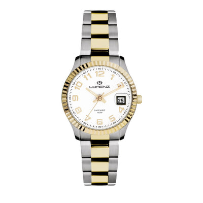 Orologio LORENZ donna Ginevra datario bicolore / bianco