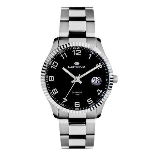 Orologio LORENZ uomo Ginevra datario acciaio / nero