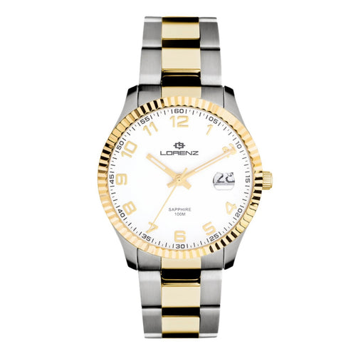 Orologio LORENZ uomo Ginevra datario bicolore / bianco