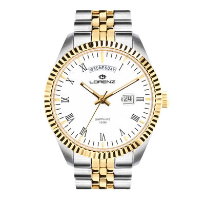 Orologio LORENZ uomo Ginevra day-date bicolore / bianco