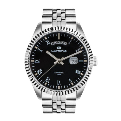 Orologio LORENZ uomo Ginevra day-date acciaio / nero