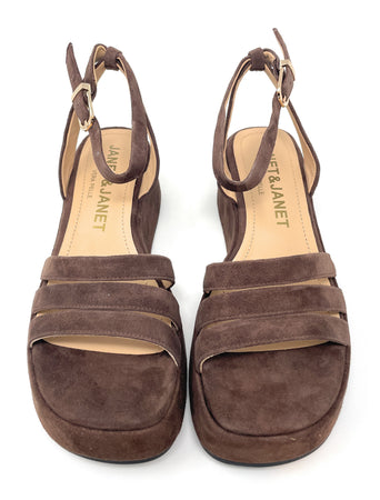 Janet & Janet sandali donna in camoscio dark marrone J 380