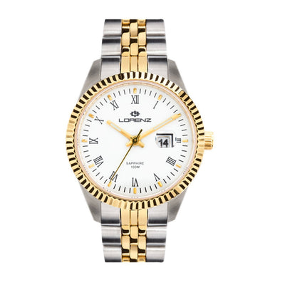 Orologio LORENZ donna Ginevra date bicolore / bianco