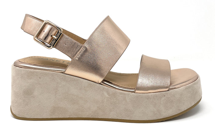 Janet & Janet sandali donna in pelle e camoscio platino J 384
