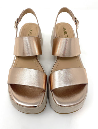 Janet & Janet sandali donna in pelle e camoscio platino J 384