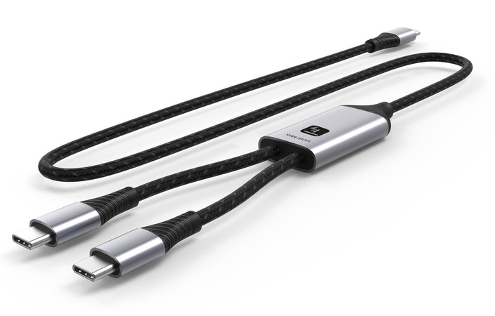 Cavo di Ricarica Sdoppiatore USB-C&trade Maschio a Due USB-C&trade Maschio 100W 1,5m
