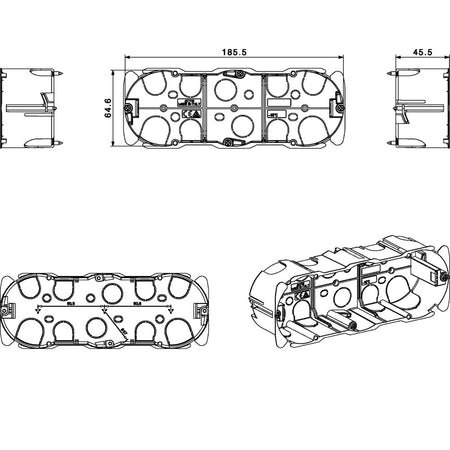 Scatola Rettangolare da Incasso per Pareti Cave 7 moduli S44 e 6 moduli S45