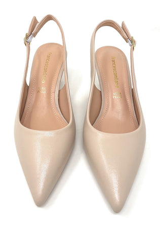 Francesco Milano slingback donna in pelle beige E06-02A