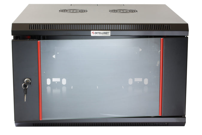 Armadio Rack 19'' a muro 6 unit&agrave sezione unica prof. 450mm Nero