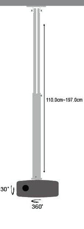Supporto a soffitto profess. per proiettori estensione 110 - 197 cm