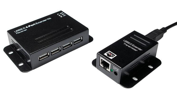 Extender USB su Cavo Cat.5/5e/6 fino a 50m con Hub 4 Porte