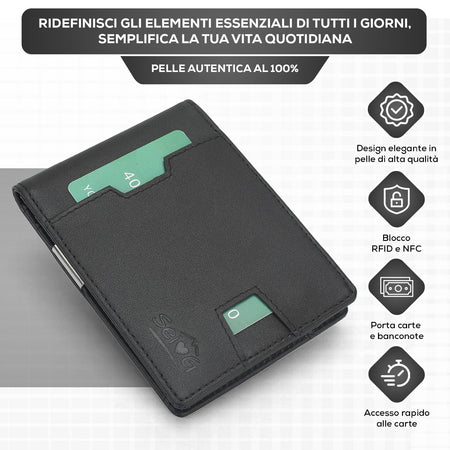 SEI G Portafoglio nero uomo portacarte blocco RFID