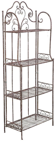Biscottini Etagere multifunzione richiudibile in ferro battuto finitura ruggine anticata L63xPR33xH165 cm