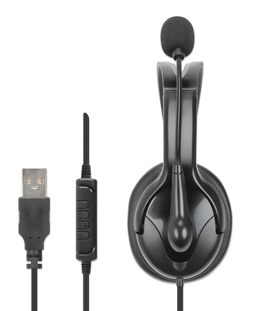 Cuffia Mono USB con Microfono Reversibile Cavo 2m