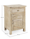 Comodino Mayra per camera, Struttura In Legno Di Mango Con Decorazioni Intarsiate A Mano, Schienale E Fondo Cassetti In Mdf
