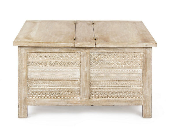 Tavolino "Mayra" struttura in legno di mango con contenitore per interni