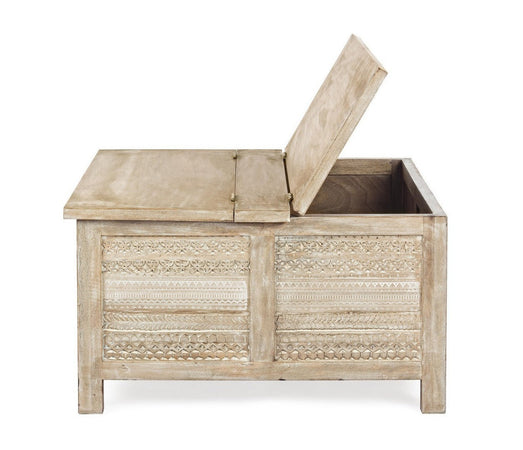 Tavolino "Mayra" struttura in legno di mango con contenitore per interni