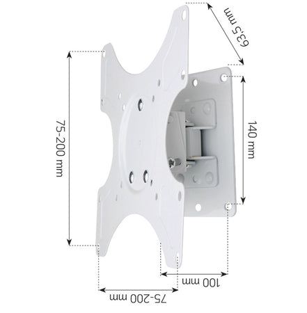Supporto a muro per TV LED LCD 19 - 37'' inclinabile 1 snodo Bianco