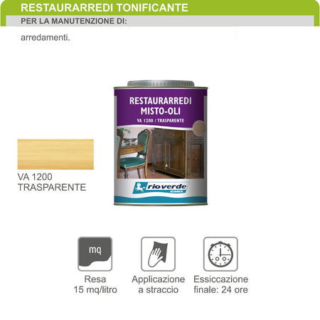 Renner VA1200 0,75lt restaurarredi tonificante solvente misto-oli trasparente