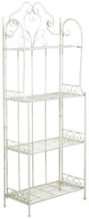 Biscottini Biscottini Etagere Richiudibile Ferro Battuto Bianco Anticato 63x33x165