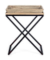 Tavolino Tray struttura in acciaio piano in legno di mango per arredamento
