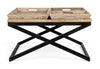Tavolino Tray struttura in acciaio piano in legno di mango per arredamento