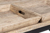 Tavolino Tray struttura in acciaio piano in legno di mango per arredamento