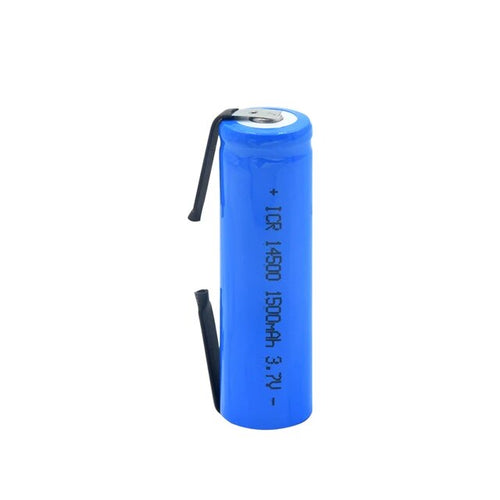 1 Pila AA 14500 Batteria 1500 mAh Tipo  Litio Ricaricabile Lamelle Saldabili 3.7V
