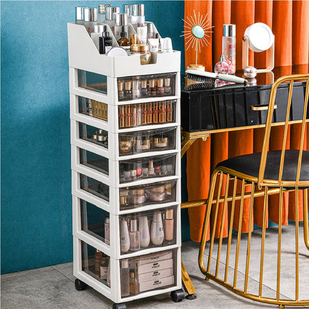 Cassettiera Salvaspazio Carrello Portaoggetti in Polipropilene 8Ripiani H100cm