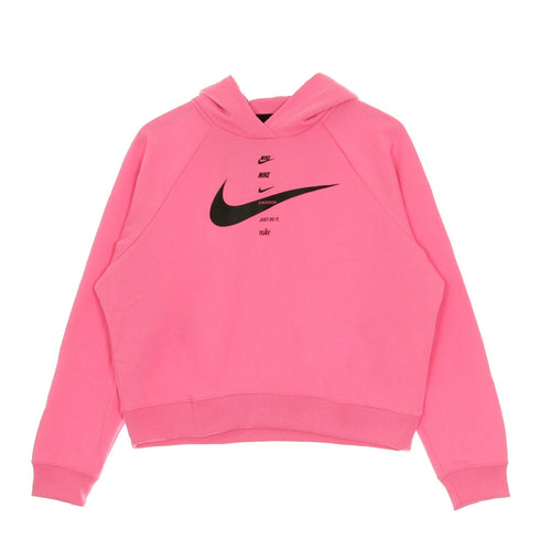 Nike Felpa Cappuccio Donna Swoosh Hoodie Pink Glow/black da donna