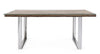Tavolo C-V Stanton rettangolare, con gambe in acciaio, piano in legno riciclato e vetro temperato, stile moderno
