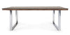 Tavolo C-V Stanton rettangolare, con gambe in acciaio, piano in legno riciclato e vetro temperato, stile moderno
