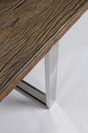 Tavolo C-V Stanton rettangolare, con gambe in acciaio, piano in legno riciclato e vetro temperato, stile moderno