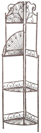 Biscottini Etagere ad angolo, multifunzione, richiudibile in ferro battuto finitura ruggine anticata L46xPR32xH155 cm