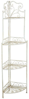 Biscottini Etagere ad angolo, multifunzione, richiudibile in ferro battuto finitura bianca anticata L46xPR32xH155 cm