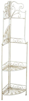 Biscottini Etagere ad angolo, multifunzione, richiudibile in ferro battuto finitura bianca anticata L46xPR32xH155 cm