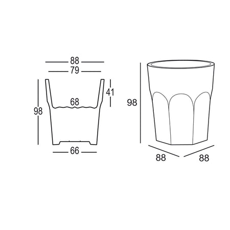 Vaso "Cubalibre" struttura in polietilene per esterno