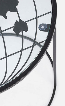 Tavolino "Mondo" struttura in acciaio e piano in vetro per arredamento set da 2