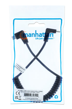 Cavo di Ricarica USB-C&trade a Micro-USB 1m Spiralato Nero