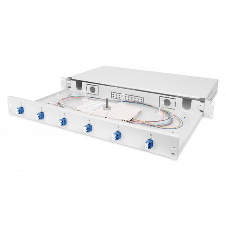 Digitus Scatola di giunzione LWL, attrezzata, LC, OS2 (FIBER OPTIC SPLICE BOX LC OS2 - 1U 6XLC-DX CAS. PIGTAILS COUPLER)