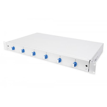 Digitus Scatola di giunzione LWL, attrezzata, LC, OS2 (FIBER OPTIC SPLICE BOX LC OS2 - 1U 6XLC-DX CAS. PIGTAILS COUPLER)