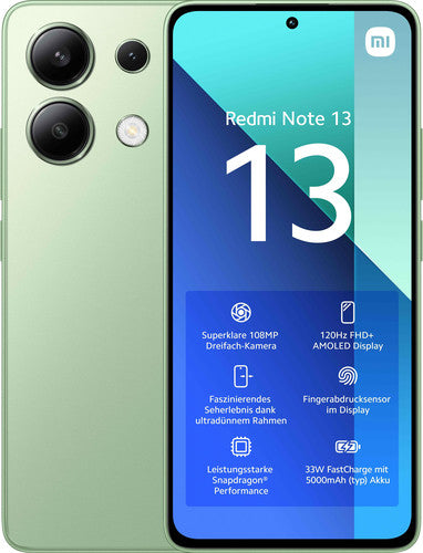 Xiaomi Redmi Note 13 16,9 cm (6.67) Dual SIM ibrida Android 13 4G USB tipo-C 6 GB 128 GB 5000 mAh Verde, Colore menta - (Xiaomi