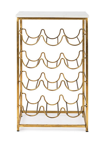Tavolino "Marmol" con porta bottiglie struttura in acciaio e piano in marmo per interni