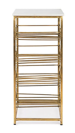 Tavolino "Marmol" con porta bottiglie struttura in acciaio e piano in marmo per interni