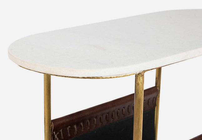 Tavolino "Marmol" porta riviste struttura in acciaio e piano in marmo per interni