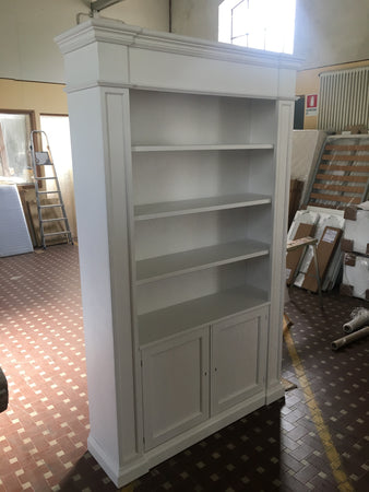 MOBILI2G - Libreria classica 2 porte in legno bianca 140x40x220