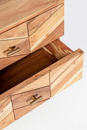 Comodino "Raida" in Legno di Acacia struttura in acciaio h 55 cm