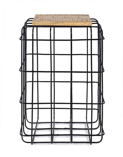 Tavolino Trellis struttura in acciaio piano in legno di mango per arredamento
